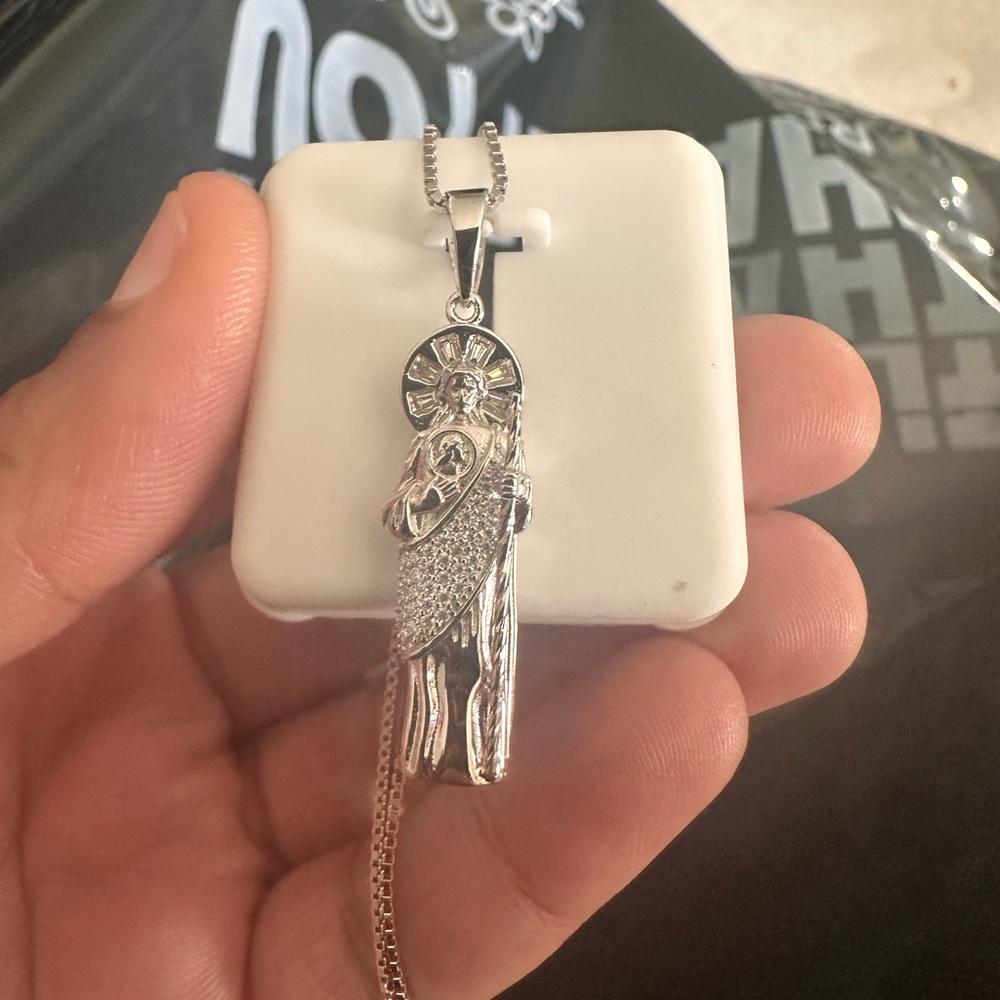 3d Solid 925 Sterling Silver Chain With Moissanit… - image 4